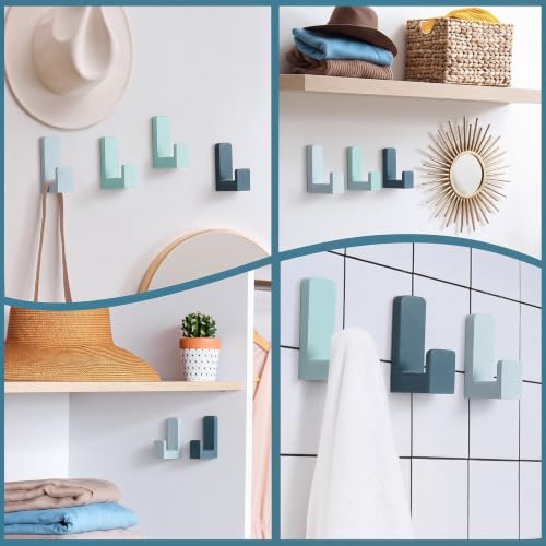 Teenyyou 6 Pcs Cute Kids Wall Hooks Adhesive for Backpack White，Mint，Blue - color: White，mint，blue