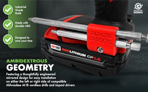 Magnetic Bit Holder for Milwaukee M18 Drill & Impact Driver - Open-Ended Pass-Through for Long Bits (Black) - Galactic Gadgets - color: Black