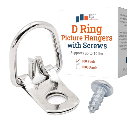 PHS D-Ring Picture Hangers, Holds 10 lb, 100 Pack with Screws - size: 100 Pack