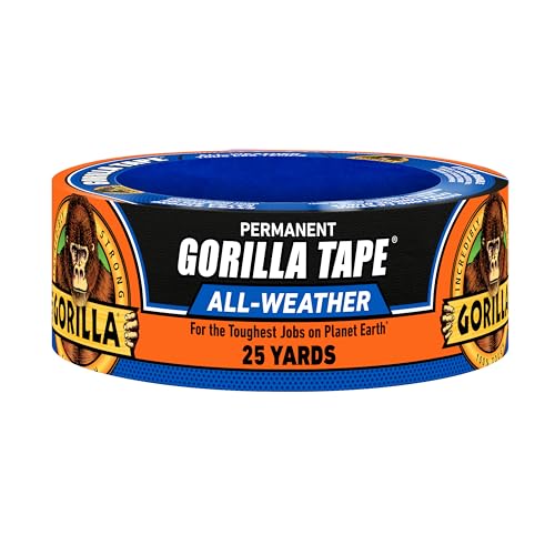 GORILLA All Weather Duct Tape, Black, 1.88" x 25 yd - size: 1 Pack