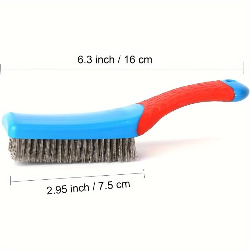 Stainless Steel Wire Brush, Ergonomic Plastic Handle, Perfect for Removing Rust, Sludge, Dirt, and Paint, deep Cleaning