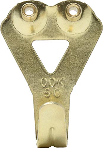 OOK 50674 Professional Picture Hangers, Reusable Art Hooks, Padded, Brass, 50lbs (10 Set) Gold - size: 10 pieces, 50 lb