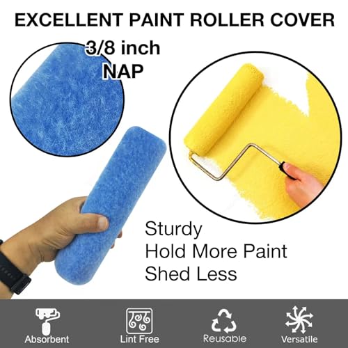 Great Andrew 18 Pack Paint Roller Covers 9 Inch 3/8" Nap - size: 18 PCS, 9-In
