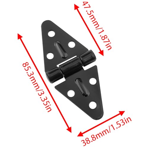 Lovelysp Triangle Flat Hinge Door Hinge Triangular Gate Hinge Shed Hinge with Mounting Screws (Black) 2pcs