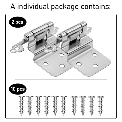 6 Pack (3 Pairs) 3/8 Inch Inset Flush Face Mount Hinges Satin Nickel - color: Satin Nickel, size: 6 Pack (3 Pairs)