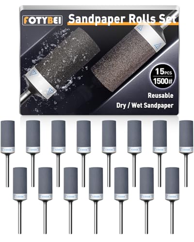 15Pcs 1500 Grit Sanding Drums Sandpaper Sticks Set for Dremel Rotary Tool with 1/8" Shank, Rotary Tool Accessories Suitable for Metal Rust Removal/Jade Polishing/Stone Grinding (1500 Grit) - size: 1500 Grit
