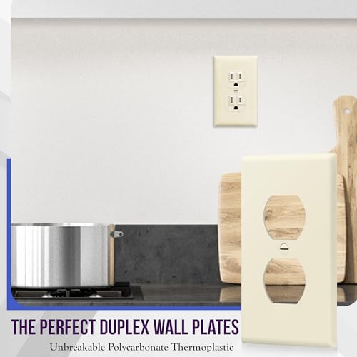 ENERLITES 10 Pack Duplex Outlet Covers Wall Plate, Light Almond - color: Light Almond, size: Standard Size