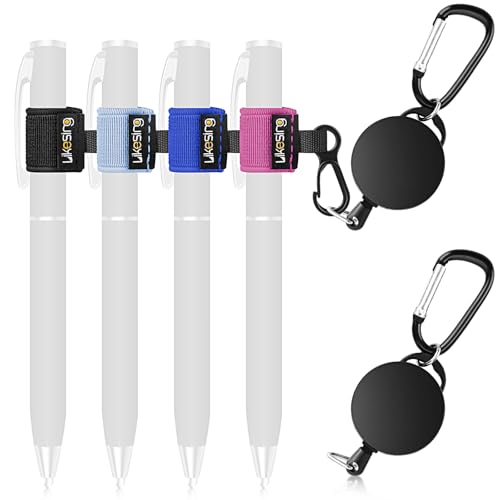 Likesing Retractable Pen Holder, 27.5" Reel Elastic Pen Leash(Colorful) - color: Colorful-2 CircularCilp