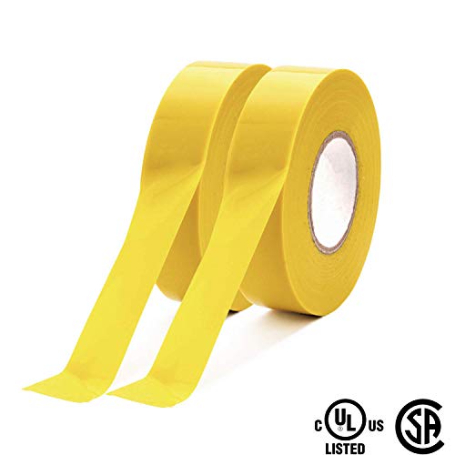 Xtricity Vinyl Yellow Electrical Tape 3/4" x66 Ft for Electrical Insulation - color: Yellow, size: 2 Pack