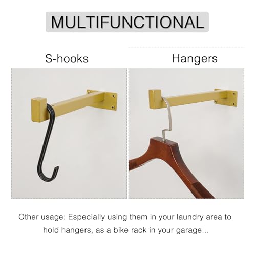 OVOV 6 Pack 12 Inch Gold Shelf Brackets with Lip Wall Shelf Brackets - color: Gold, size: 12 Inch
