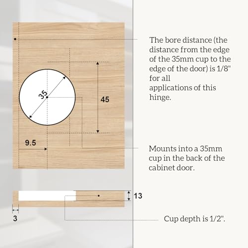 Replacement for Blum 110 Cabinet Hinges, Hinge Back Model 30.310-11.02, Blum 110 Degrees Screw On Compact 33 Hinge for Cabinet Doors, Without Mounting Plate and Screws (8 Pack)