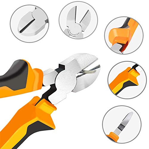 6" Wire Cutters Heavy Duty Diagonal Pliers for Cutting Wires Craft - color: 6 Inches - Orange Handle - Diagonal Cutters