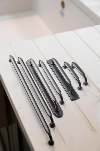 12 Pack Black Zinc Alloy Cabinet Handles - 3''(76mm) Hole Center Cabinet Pull Hardware for Bedroom, Kitchen L101 - color: Black, size: 3'' Hole Center