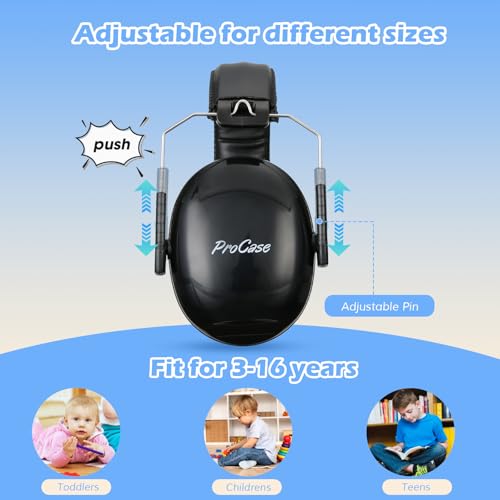 ProCase Noise Cancelling Headphones for Kids/Toddlers SNR 27dB Ear Muffs - color: Black