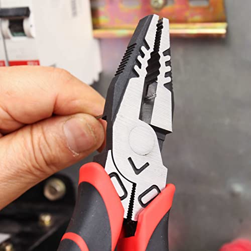 HAUTMEC 9" Linesman Pliers High Leverage Combination Pliers Multifunctional Heavy Duty Lineman Tools HT0271-PL - color: 9" Combination Pliers