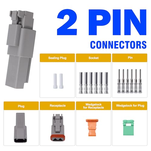 3 Sets Deutsch 2 Pin DT Connector Waterproof Electrical Wire Connector - style: 3 Sets 2 Pin
