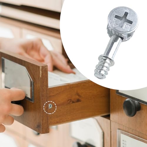 Antrader 10-Pack Furniture Side Knock Down Furniture Cam Lock Connecting Fitting Pre-Inserted Nut Dowels Connector Assembly (812 Fitting+28mm Screw) - size: 28mm