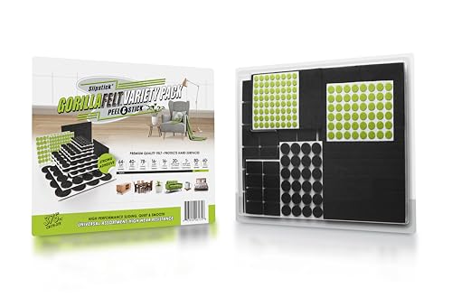 Slipstick Gorilla Felt Furniture Pads (375 Piece Variety Pack) Premium Furniture Pads & Chair Leg Floor Protectors for Hardwood Floors & Hard Surfaces - size: 375 Piece Variety Pack