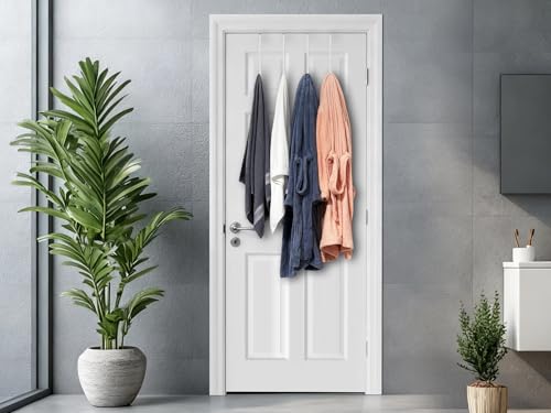 Single Long Over Door Steel Hooks 4 Pack Fit 1-3/8" Door 12" White - size: 12"Length