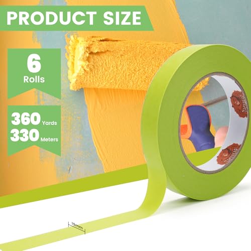 TAPEBEAR Green Washi Painters Tape 21-Days Clean Removal 0.75" x 60Yards - color: Green, size: 0.75" x 60Yard