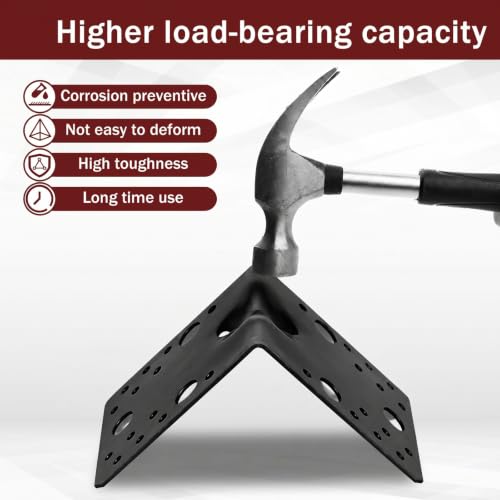 Shimeyao 4 Pcs 4x4 Steel L Brackets 1.7mm Angle Bracket 90 Degree, Black - color: Black