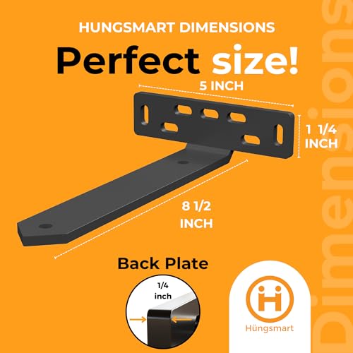 4 x Heavy Duty L Shelf Brackets with Triangle Gusset (8.5" D x 5" W x 1 1/4" H) Black, 6mm Thick Steel Wall Brackets for Floating Shelves, Mantel and Open Shelving, Hardware Included - color: Black, size: 8.5 inch - L Shape Triangle