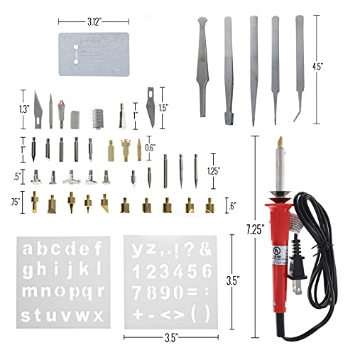 40PCS Wood Burning Pen Set Wood Burning Soldering Chiseled Tips Hot Blade Tweezer - size: Standard
