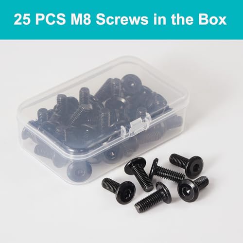 M8 x 12mm 25Pcs Flat Head Hex Socket Cap Screws, 304 Stainless Steel 18-8, Black Zinc Plated, Connection Furniture Bolts, Full Thread - size: M8 x 12mm(25PCS)