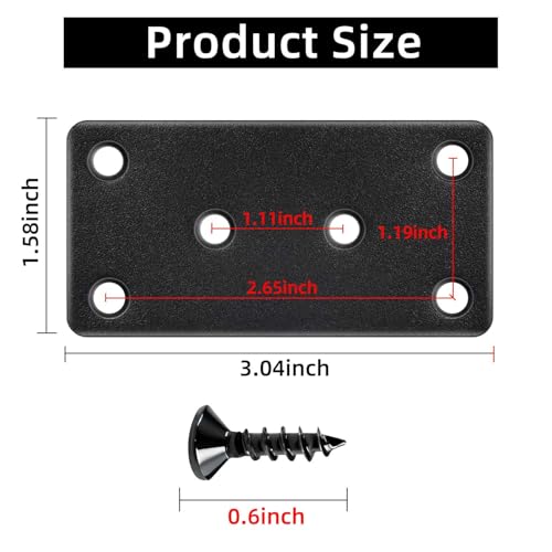 4 Pack Black Flat Mending Plates Steel Stainless Flat Bracket Mending Plate for Wood Furniture Fixing Metal Straight Brace Brackets with Screws Joining Brackets for Furniture Corner Repair (Black)