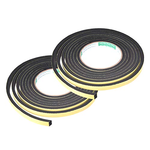 uxcell Sealing Foam Tape 10mm Wide 5mm Thick 3 M/9.8ft Long, Self Adhesive Weather Strip for Window Door Insulation, Pack of 2 - size: 10mmx5mmx3m
