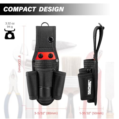 HAUTMEC Small Tool Belt Pouch, 4-in-1 Quick Access Tool Holster, 1680D Compact Tool Bag for Belt, Fits Up to 2-3/4" Belts - HTTBH25030