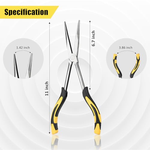 Long Needle Nose Pliers-11’’, for Home,Fishing, Jewelry,Crafts, 2pcs - size: Two-11in