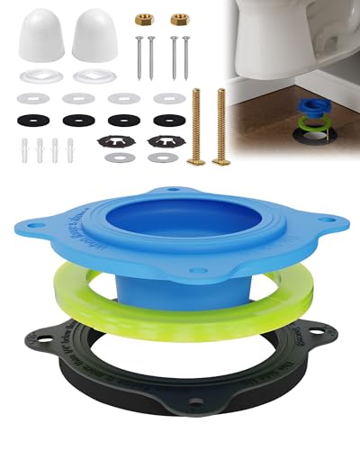Elastic Wax Ring Toilet Seal, No Mess Gasket Replacement Repair Kit Install - style: Elastic Wax Ring Gasket Kit Blue(Flange not included)
