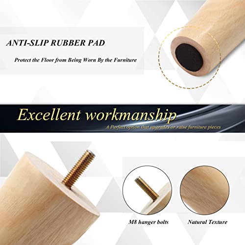 4pcs 6 Inch Wood Furniture Legs - size: 6 Inch