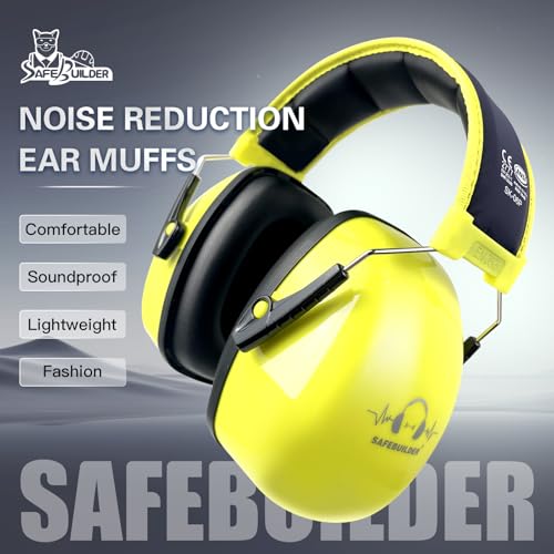 SAFEBUILDER Ear Protection Ear muffs Noise Reduction NRR 28dB Adjustable Hearing Protection for Working Mowing SK-06P - color: Yellow