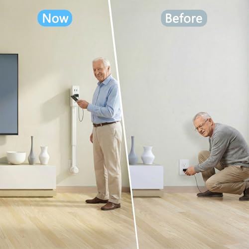 Electrical Outlet Extender Stick, Rotatable 180°,with USB-A,USB-C and 2AC, from 17.5'' - 27.5'', for Sofas, Bedside Tables, and Behind desks