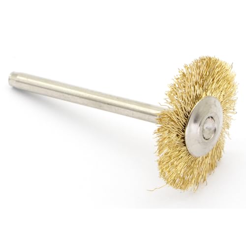 20PCS T-Shaped Brass Wire Brushes - Metal Rust Removal, Cleaning, and Polishing - 22mm Diameter, 1/8″ (3mm) Shaft - Removes Burrs and Oxide Layer - Handles Rough Surfaces - Rotary Tool Accessories - style: Brass Wire Brush T-shaped 3*22mm 20PCS