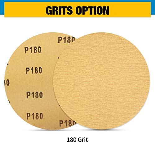 S SATC 100 PCS PSA Sanding Discs 6 Inch Adhesive Backed Sandpaper 180 Grit Sander Attachment for Drill Self Stick Aluminum Oxide Round Automotive Sandpaper with Sticky Back - style: 180 Grit