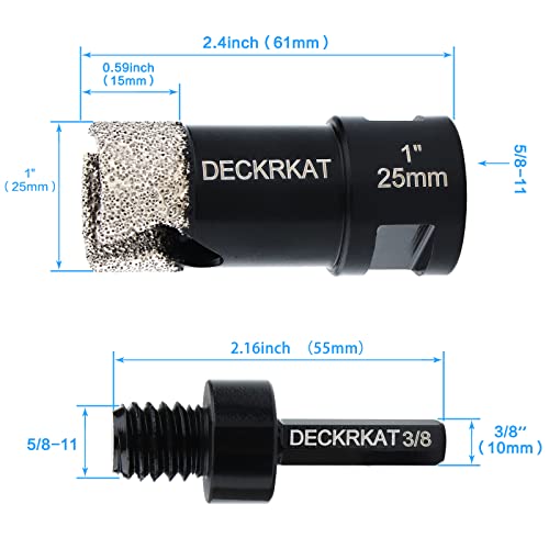 Dry Diamond Core Drill Bits 1 inch with Slots 25mm Diamond Hole Saws, with 5/8-11 Thread to 3/8” Hex Shank Adapter Fit Both Angle Grinders & Electric Drills for Porcelain Granite Tiles Brick Concrete - size: 1”（25mm）