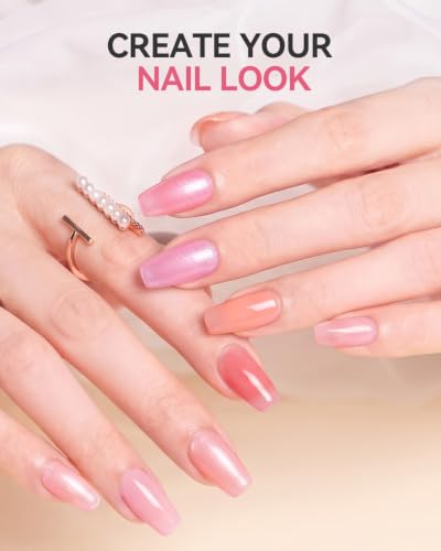 Makartt Pink Gel Nail Polish Set 15ML : 6 Sheer & Shimmer Colors - color: Petal Glow
