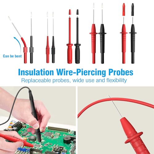 25PCS Multimeter Test Leads Kit, Test Leads Set with Replaceable Alligator Clips,Wire Piercing Probes, Alligator Clips,Test Hook Clips,Test Tweezer for Digital Electrical Multimeter Testing - color: Test Kit-1