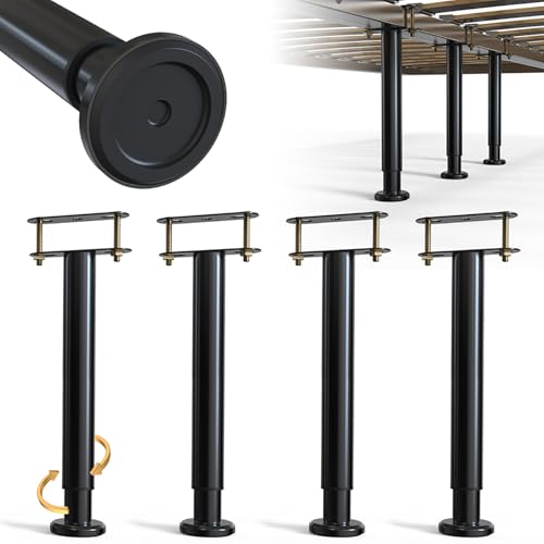 4Pcs Bed Frame Support Leg, Adjustable 14" to 23.6", Increase Under-Bed Storage Space, Extra Sturdy Steel Bed Risers with Wider Rubber Base, More Stable, for King/Queen Bed - size: 14"-23.6" (4pcs)
