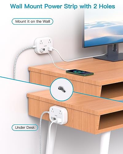 Cruise Essentials 2026,One Beat Travel Power Strip with USB C,Flat Plug 6ft - color: White, size: 6Ft