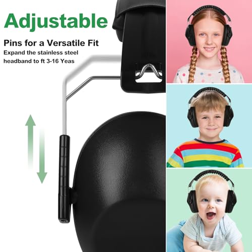 Floriogra Noise Cancelling Headphones for Kids/Toddler 28dB SNR Ear Muffs - color: Black