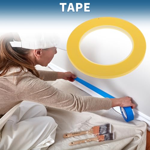 Painters Tape Easy Removal 0.2 Inches x 52.5 Yards Masking Master Tape Yellow - color: Yellow, size: 0.2 Inches x 52.5 Yards