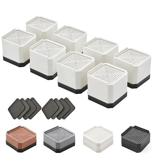 EclatBain Adjustable Bed Risers 3&4.3 Inch, 4000 lbs, 8 Pack White - color: Square-8 Pack-white, size: 2 Layer(3inch)