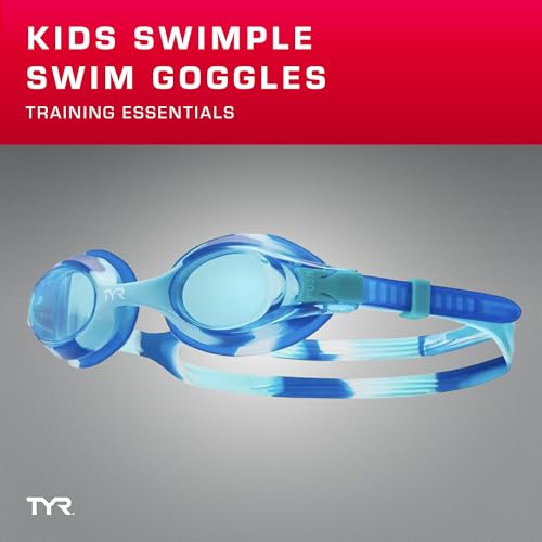 TYR Kids' Swimple Goggles - Colorful Swim Goggles for Beginners - color: Blue/Green