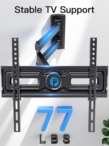 Pipishell Full Motion TV Wall Mount for Most 26-65 inch Flat & Curved TVs up to 77 lbs, Adjustable Bracket Height, Corner TV Mount with Single Articulating Arm, Max VESA 400x400mm, PIMF9 - style: Fits 26-65" TVs / Single Stud