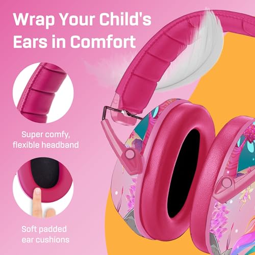 Kids Noise Canceling Headphones - 33 dB (2K Hz) - Ear Protection Earmuffs | Vanderfields' earmuffs protect child's hearing with certified noise-cancellation, soft ear cushions, and adjustable headband - color: Unicorn Fantasy