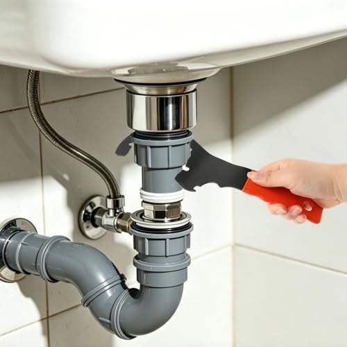Sink Drain Wrench, Lock Nut Wrench with Opening Design for 3-5/8 in Hex Drains and 4/6/8 Tab Locknuts, Universal Drain Nut Spanner for Kitchen & Toilet Sink Strainer Basket